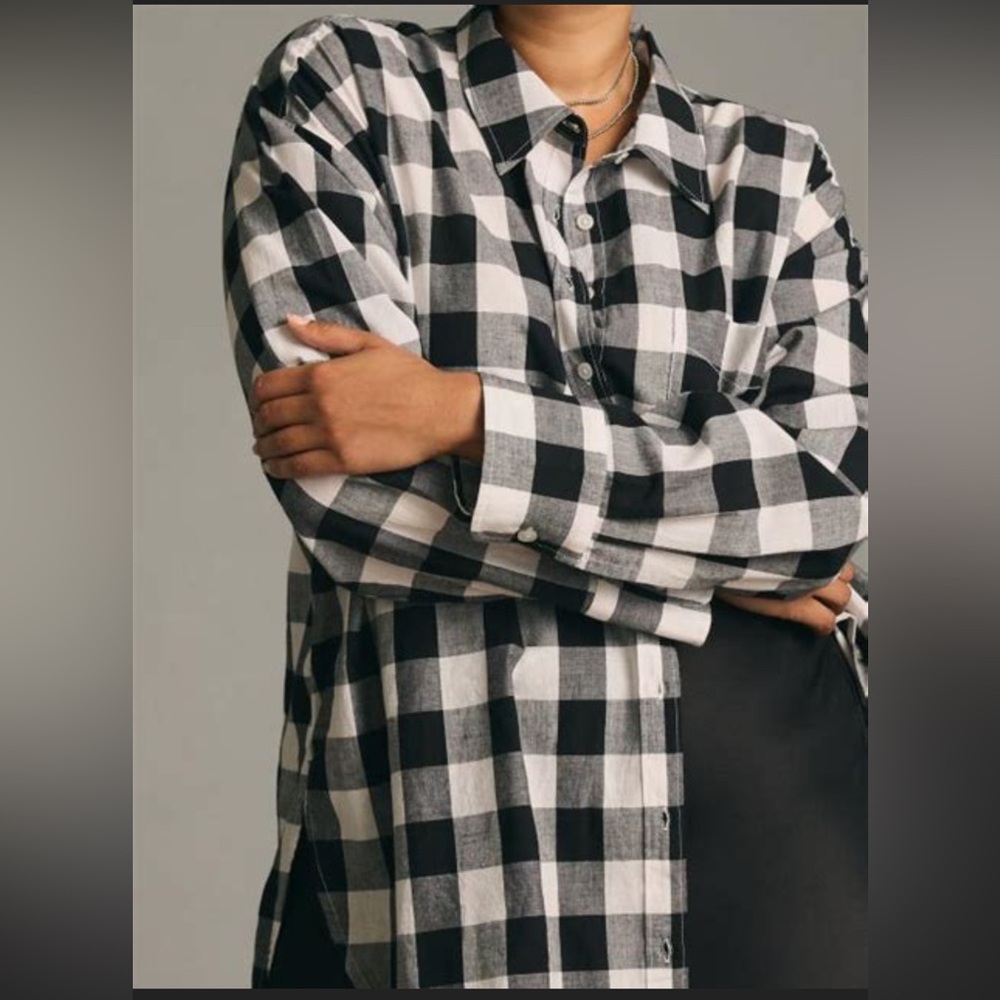 Anthropologie Maeve Bennet Button Down Buffalo Check Shirt